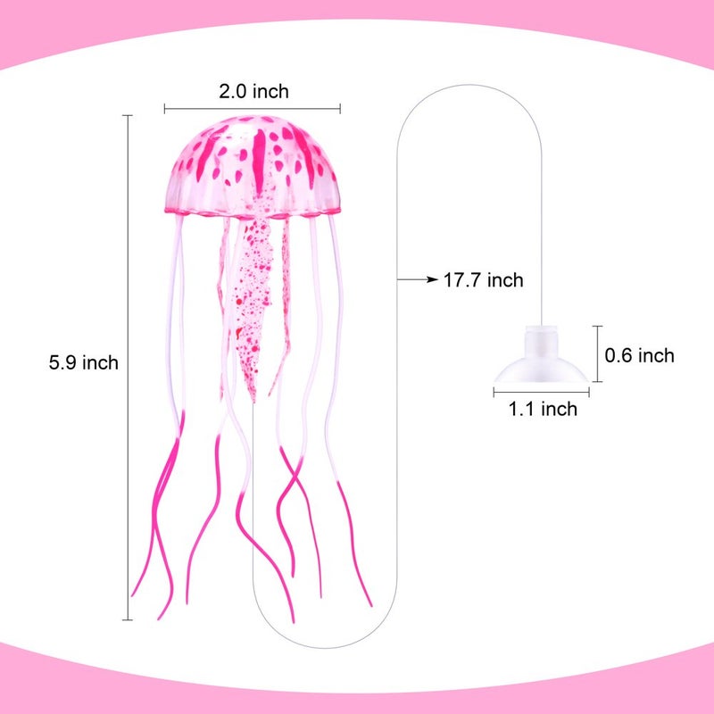 DaToo Aquarium Artificial Glowing Jellyfish Fish Tank Ornament Aquarium Silicone Decoration, 6 Pack, 1 Yr Warranty - Image 2